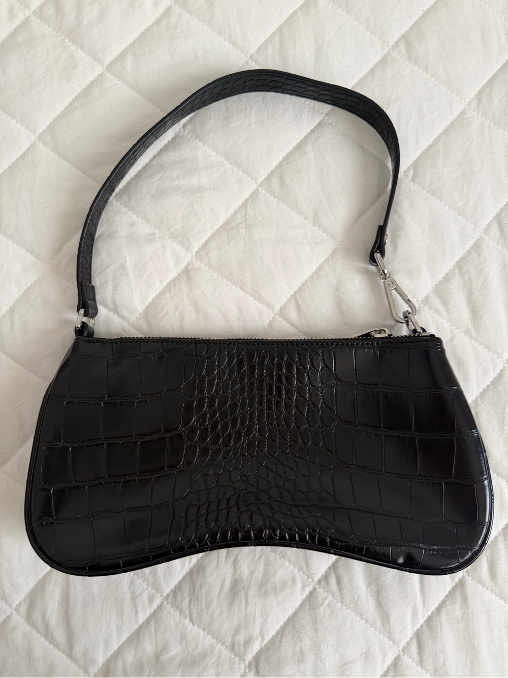 JW PEI Black Croc Eva Shoulder Handbag